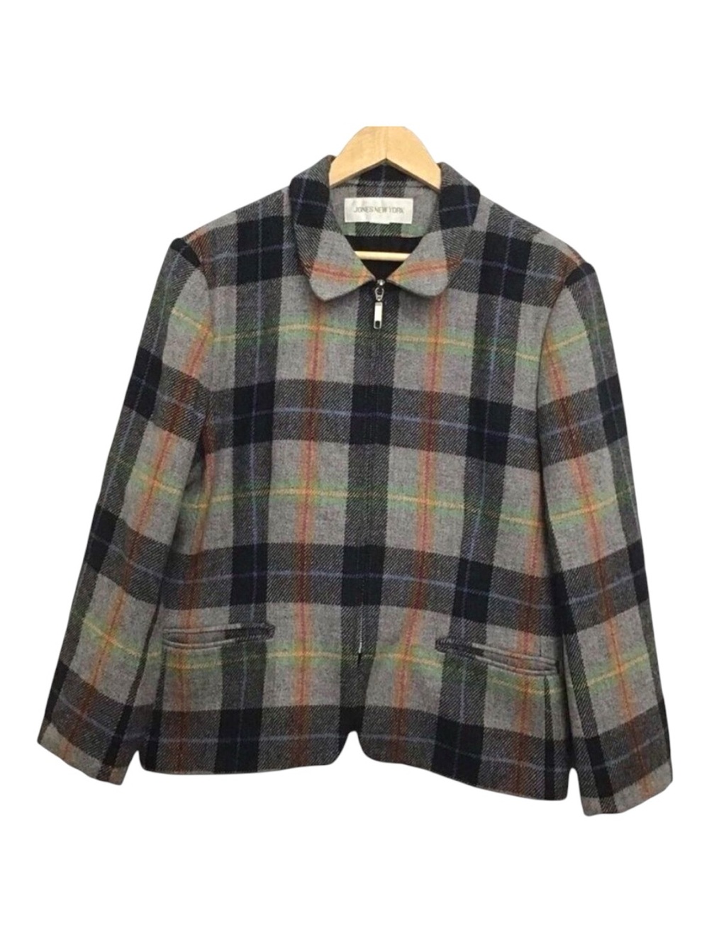 𝅺JONES New York wool blazer plaid pure new wool jacket size 12